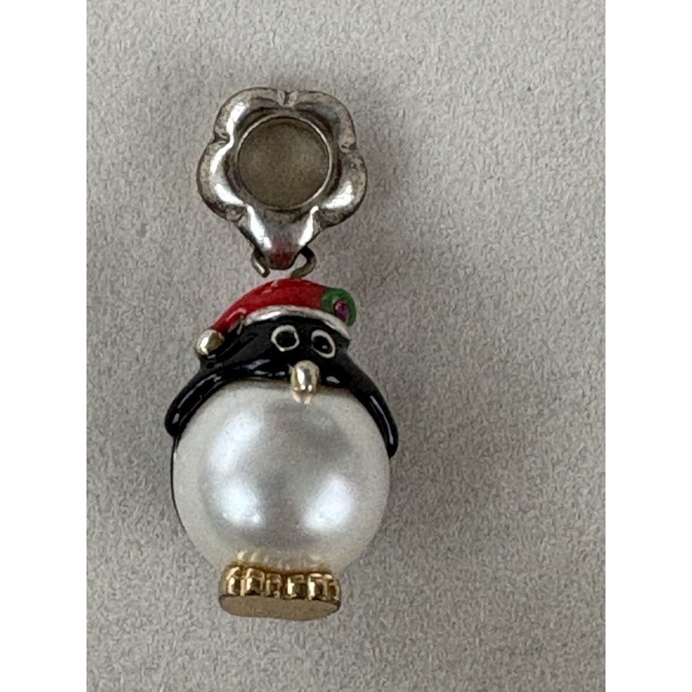 Brighton 3D Emperor Penguin Pearlized Body Dangle Charm Holiday Christmas